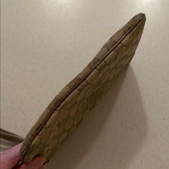 Gucci GG Canvas Leather Wallet Boat Pochette Wristlet Clutch Bag Zip Pouch - Picture 15 of 16